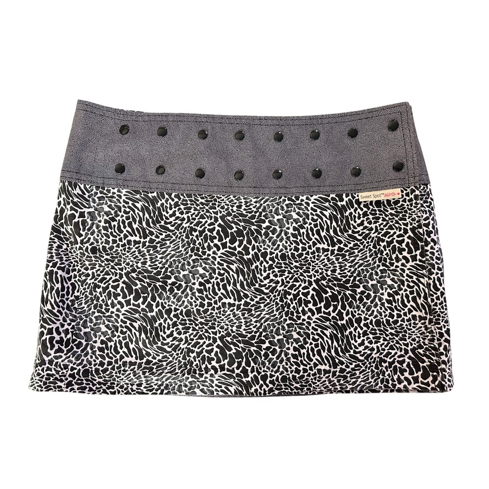 Sweet Spot Skirts Reversible Animal Print Wrap Mini Skirt Adjustable Snaps Gray